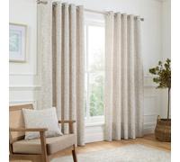 Curtina Marple Woven Jacquard Thermal Pair Of Natural Eyelet Curtains