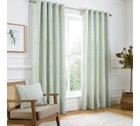 Curtina Marple Woven Jacquard Thermal Pair Of Sage Green Eyelet Curtains