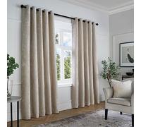 Curtina - Textured Chenille - Textured Pair of Eyelet Curtains - 90" Width x 72" Drop (229 x 183cm) in Natural