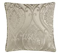 Curtina - Natural Ivory Damask Cushion (43 x 43cm) - Cream Velvet Luxury Cushion for Bedroom & Living Room - Floral Design - Inserts With Covers Included