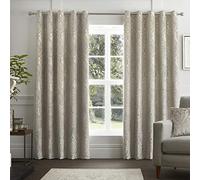 Curtina Natural Ivory Damask Eyelet Curtains W66 x L72 - Velvet Pattern - 2 Panels - Baroque Window Treatment for Bedroom or Living Room - Luxury Cream Drapes