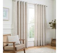 Curtina - Natural Linen Floral & Bird Woven Curtains W90 x L90 (229 x 229cm) - Cream Eyelet Curtains with Flowers - Traditional Curtains & Drapes for Living Room & Bedroom - Jacquard Thermal Curtains