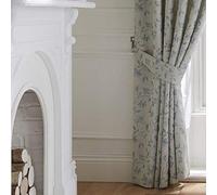 Curtina Natural White Duck Egg Blue Bird Tiebacks-Vintage Ivory Cream Floral/Botanical Curtains Holdbacks, Polyester, W14 x L70cm (Tie Backs x2)