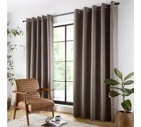 Curtina Plain Twill Woven Brown Blackout Eyelet Curtains