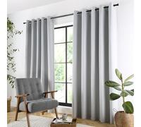 Curtina Plain Twill Woven Silver Blackout Eyelet Curtains
