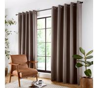Curtina Plain Twill Woven Brown Blackout Eyelet Curtains
