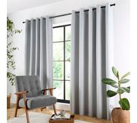 Curtina Plain Twill Silver Eyelet Curtains (168 x 183cm) - Lined - Polyester Window Curtains