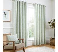 Curtina - Sage Green Floral & Bird Woven Curtains W90 x L72 (229 x 183cm) - Vintage Green Flower Eyelet Curtains - Traditional Curtains & Drapes for Living Room & Bedroom - Jacquard Thermal Curtains