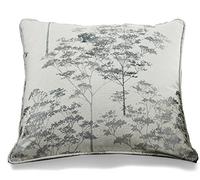 Curtina Silver Woodland Natural White Jacquard Forest Trees Ivory Cream-Woods Inserts with Covers Included, Polyester, Cushion (Filled): 43 x 43cm