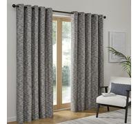 Curtina Talon Eyelet Curtains 90 x 72 Inch (229 x 183cm) - Blue Textured Jacquard Weave, Light Filtering Recycled Polyester Curtains for Living Room