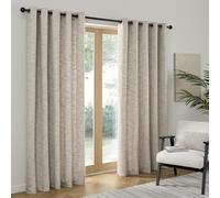 Curtina 'Talon' Jacquard Woven Textured Pair of Eyelet Curtains in Grey | Size: 229 cm width x 183 cm drop Curtina Grey 229 cm width x 183 cm drop