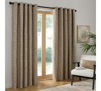 Curtina Talon Eyelet Curtains 66 x 72 Inch (168 x 183cm) - Natural Textured Jacquard Weave Curtains, Light Filtering Recycled Polyester for Living Room