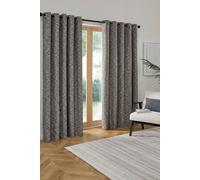 Curtina Talon Eyelet Curtains, Living Room, 229 x 183 cm, Blue, 100% Recycled Polyester, Light Filtering, Textured Jacquard Weave