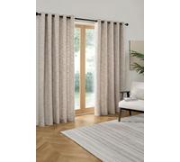 Curtina 'Talon' Jacquard Woven Textured Pair of Eyelet Curtains in Grey | Size: 229 cm width x 183 cm drop Curtina Grey 229 cm width x 183 cm drop