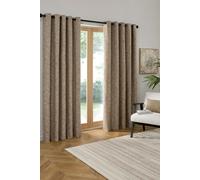 Curtina Talon Eyelet Curtains 90 x 90 Inch (229 x 229cm) - Natural Textured Jacquard Weave Curtains, Light Filtering Recycled Polyester for Living Room