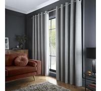 Curtina Velvet Chenille Velvet Grey Dimout Eyelet Curtains
