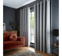 Curtina Velvet Chenille Velvet Grey Dimout Eyelet Curtains