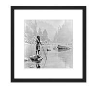 Curtis Native American Hupa Smoky Day Sugar Bowl Photo 8X8 Inch Square Wooden Framed Wall Art Print Picture with Mount Artery8 Black One Size