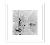 Curtis Native American Hupa Smoky Day Sugar Bowl Photo 8X8 Inch Square Wooden Framed Wall Art Print Picture with Mount Artery8 White One Size