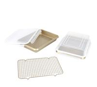 Curtis Stone Set of 2 Dura-pan+ Roast & Bake Store Pan GOLD