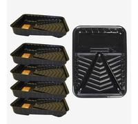 Curtis Wagner Plastics Corp. 6" Roller Paint Tray (5-Pack), Heavy Duty Plastic, Disposable & Reusable, Black, Household-paint-trays, for Rollers & Brushes