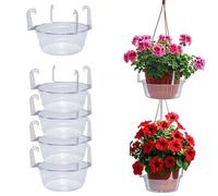 Curtis Wagner Set of 5 Clear Plastic Round Hanging Basket (Diameter = 10" Top, 7.4" Bottom, 3.75" Depth) for Indoor or Garden - Clear, Black & Terracotta
