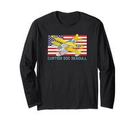 Curtiss SOC Seagull WW2 Seaplane Diagram USA Flag Long Sleeve T-Shirt