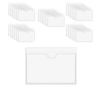 CURTT 60Pcs -Adhesive Label Holder Card Pockets Label Holder Clear Library Card Holders with Top Open for Index Cards