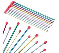 Curtzy 10 Sizes Aluminium Tunisian Afghan Crochet Hooks - Each Hook Measures 35cm/14 inches - Sizes 2.5mm to 8mm - Multicolour Hooks for Crocheting Projects - Beginners to Experts