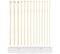 Curtzy 14 Sizes Bamboo Tunisian Afghan Crochet Hooks - Each Hook Measures 35cm/14 inches - Sizes 2mm to 10mm - Tunisia Hooks for Crocheting Projects - Beginners to Experts