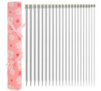 Curtzy 22-Piece Aluminium Knitting Needle Set - Needle Length 35cm/14 Inches - Single Pointed Long Straight Needles 2-8mm - 11 Sizes 2 of Each Size - for Beginners and Experts