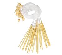 Curtzy Bamboo Wood Crochet Hooks with Plastic Cable (16 Pairs) - 2-12mm Sizes - Tunisian Hook Needles Set with Bead Ends - for Knitting Yarn, Weave Craft and Crocheting Projects