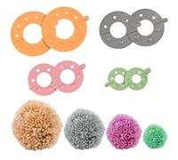 Curtzy Plastic Pom Pom Maker Kit (4 Pack) - 4 Sizes (3.5, 5.5, 7 & 9cm / 1.38, 2.17, 2.76, 3.54 Inches) - Reusable DIY Pompom Craft Fluff Ball Knitting Wool & Yarn Weaver Tool