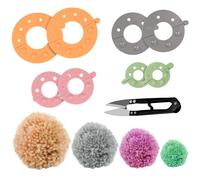 Curtzy Plastic Pom Pom Maker Kit (4 Pack) with Cutter Scissors - 4 Sizes (3.5, 5.5, 7 & 9cm) - Reusable DIY Pompom Craft Fluff Ball Knitting Wool & Yarn Weaver Tool