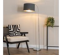 Curva Chrome Arched Floor Lamp with Metallic Chrome Inner Drum Lamp Shade ValueLights Charcoal One Size