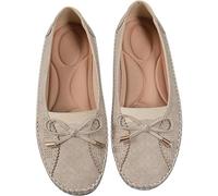 Curvahouse Orthopedic Shoes, Women Dressy Slip-On Bow-Knot Flats Loafers Lightweight Anti-Slip Breathable (Beige,3.5)