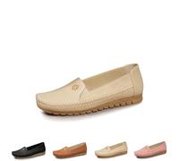 Curvahouse Stylish Orthopedic Leather Shoes Loafers Slip On Stitched Flat-Soled Casual with Flower Non-Slip PU Loafers Shoes All-Day Comfort for Women (1PCS/B,6)