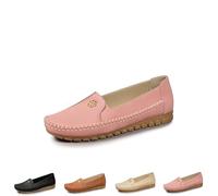 Curvahouse Stylish Orthopedic Leather Shoes Loafers Slip On Stitched Flat-Soled Casual with Flower Non-Slip PU Loafers Shoes All-Day Comfort for Women (1PCS/A,6.5)