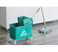 Curvaso 20L Green Kentucky Mop Bucket & Wringer System with Wheels | Commercial Grade Floor Cleaning for Office, School & Restaurant Use | Heavy Duty Handle