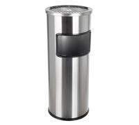 Curvaso 30L Outdoor Rubbish Bin with Ashtray Lid Stainless Steel Commercial Waste Dustbin for Pub, Patio, Garden & Office (Silver Round)