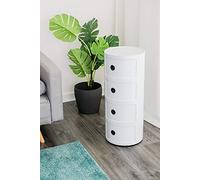 Curvaso 4 TIER DRAWER TELEPHONE BEDSIDE UNIT TABLE BATHROOM CABINET CADDY BEDROOM CHEST ROUND STORAGE SLIDE CABINET DRAWER UNIT HALLWAY BEDSIDE TABLE LAMP ABS