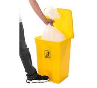 Curvaso 45L Yellow Foot Pedal Bin Waste Dustbin for Kitchen Office Shop Medical Clinical Commercial Large Recycling Indoor Outdoor
