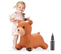 Curvaso Brown Bear Animal Bouncy Jump Space Hopper Inflatable Ride On Kids Children's Fun Toy Gift For Boys Girls Indoors Outdoors Pump Included PA2305