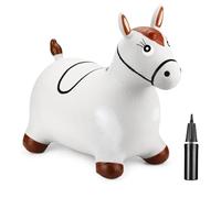 Curvaso Grey Horse Animal Bouncy Jump Space Hopper Inflatable Ride On Kids Children's Fun Toy Gift For Boys Girls Indoors Outdoors Pump Included PA15401