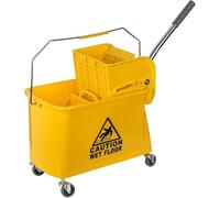 Curvaso Kentucky Mop Bucket Set 20L Heavy Duty Floor Cleaning with Wringer System, Pole & 2 Mop Heads Commercial Grade Home, School, Office & Shops, Yellow Bucket Only