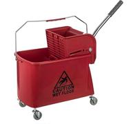 Curvaso Kentucky Mop Bucket Set 20L Heavy Duty Floor Cleaning with Wringer System, Pole & 2 Mop Heads Commercial Grade Home, School, Office & Shops (Red Bucket Only)