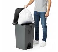 Curvaso Large Grey General Waste Bin, 68L Plastic Dustbin with Pedal, Ideal for Kitchen, Home & Office Recycling