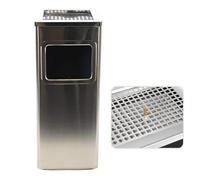 Curvaso Large Stainless Steel Outdoor/Indoor Dustbin with Ashtray, Removable Lid, & Free-Standing Design for Home, Garden, Office, Restaurant & Pub Silver Square