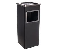Curvaso Premium Dustbin Large Rubbish Waste Bin with Ashtray Removal Lid Free Standing Stainless Steel Indoor Outdoor for Home Garden Office Restaurant Pub Black Square