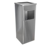 Curvaso Premium Dustbin Large Rubbish Waste Bin with Ashtray Removal Lid Free Standing Stainless Steel Outdoor for Home Garden Office Restaurant Pub Silver Square
